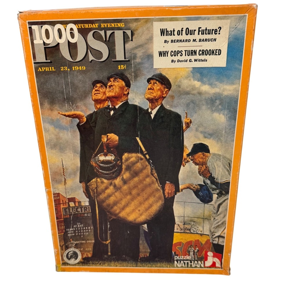 🇺🇸 Vintage Nathan 1000 Piece Puzzle Norman Rockwell Three Umpires SEALED BAG